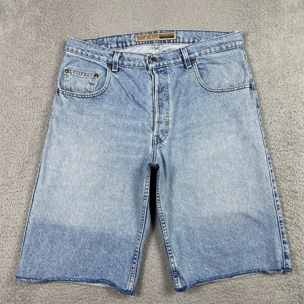 Vintage Levis SilverTab Denim Shorts Mens 38 Blue Button Fly 1991 Made In USA